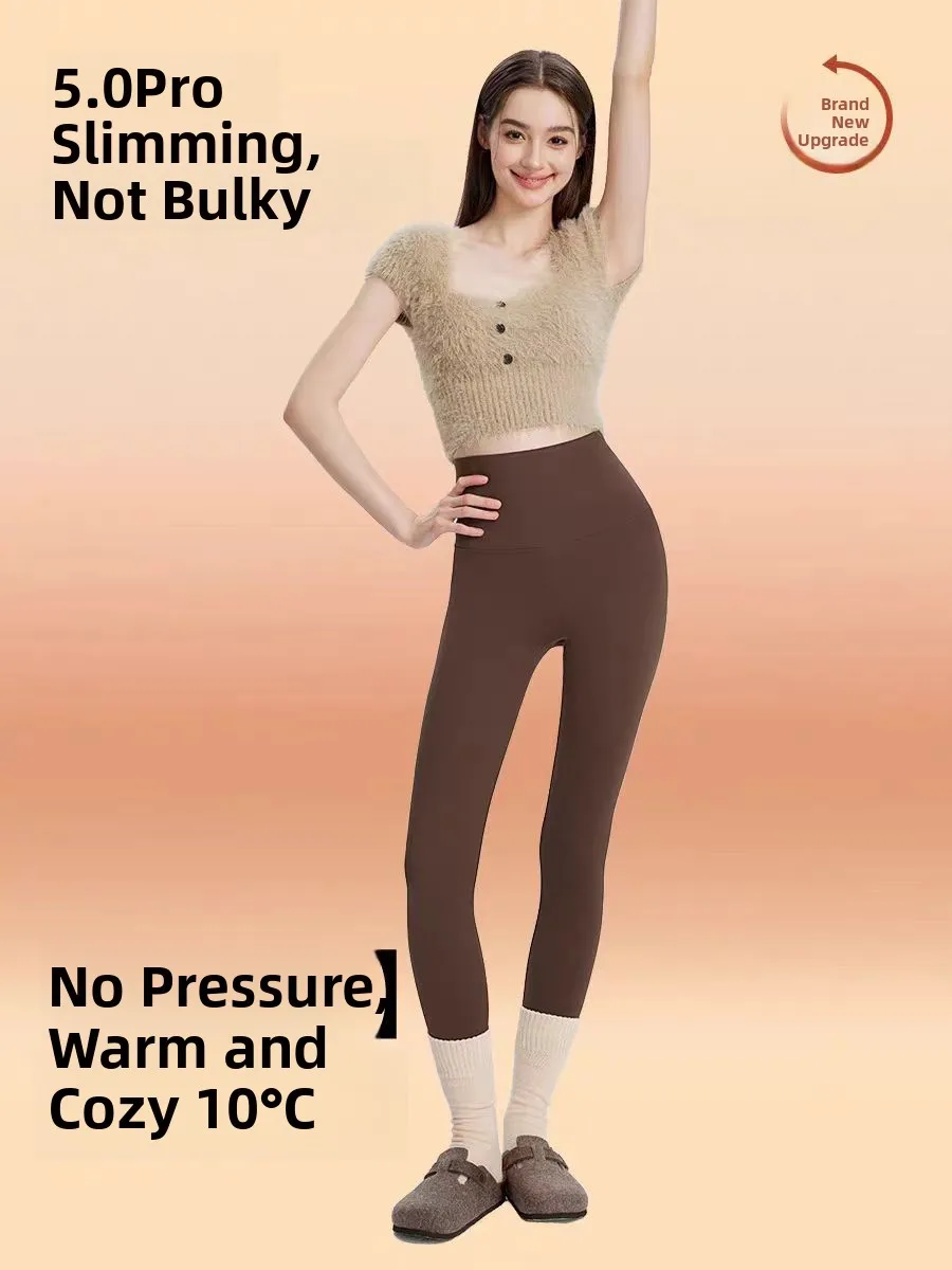 High Waist Fce Lined Yoga Pants Women's Spring Autumn Sle Brued Tightening Tummy Control Butt Lifting Boting Pants