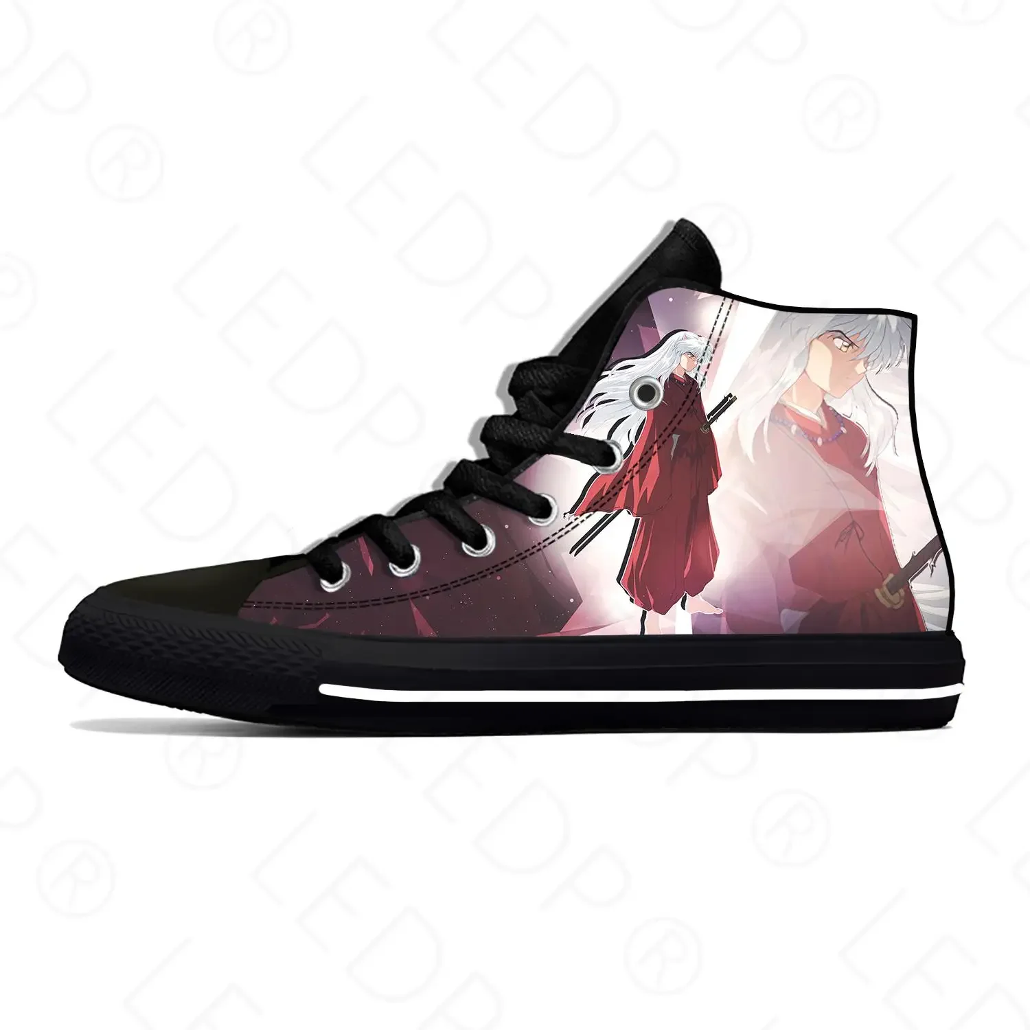 Sapatilhas masculinas e femininas japonesas de anime manga, sapatos de pano casuais, leves, respiráveis, estampa 3D, na moda, Inuyasha