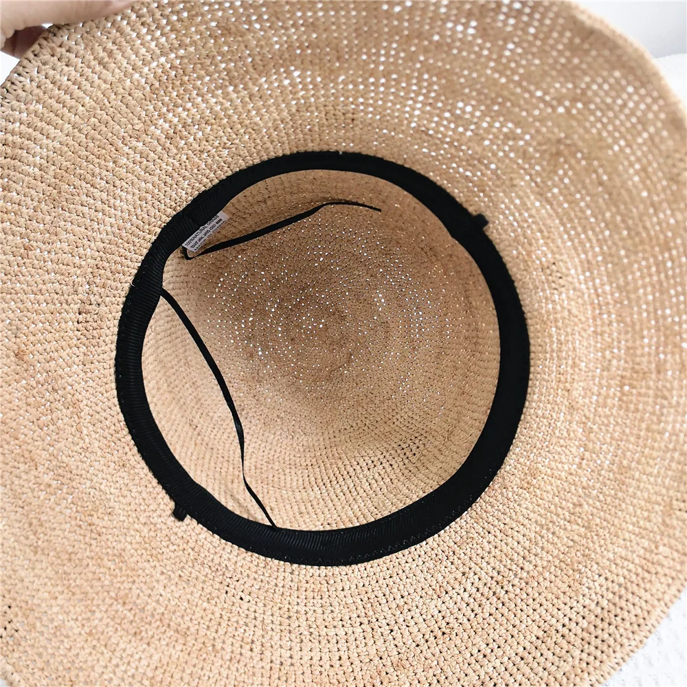 Picture 4: Raffia Straw Bow Decor Sun Hat Tote Bag Set Natural Handmade Beach Accessories Foldable Wide Brim Hat  Large Capacity Bag |