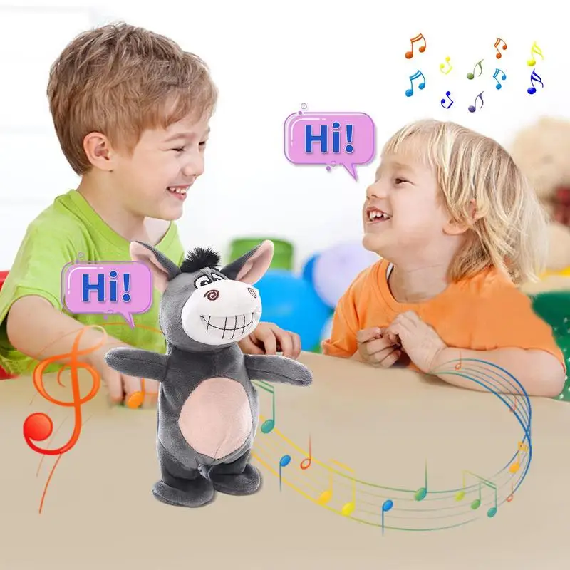 Cantando Burro Brinquedo de pelúcia, Falando, Sensorial, Aprendizagem, Desenvolvimento, Musical, Elétrico, Interativo, Suave, Animal