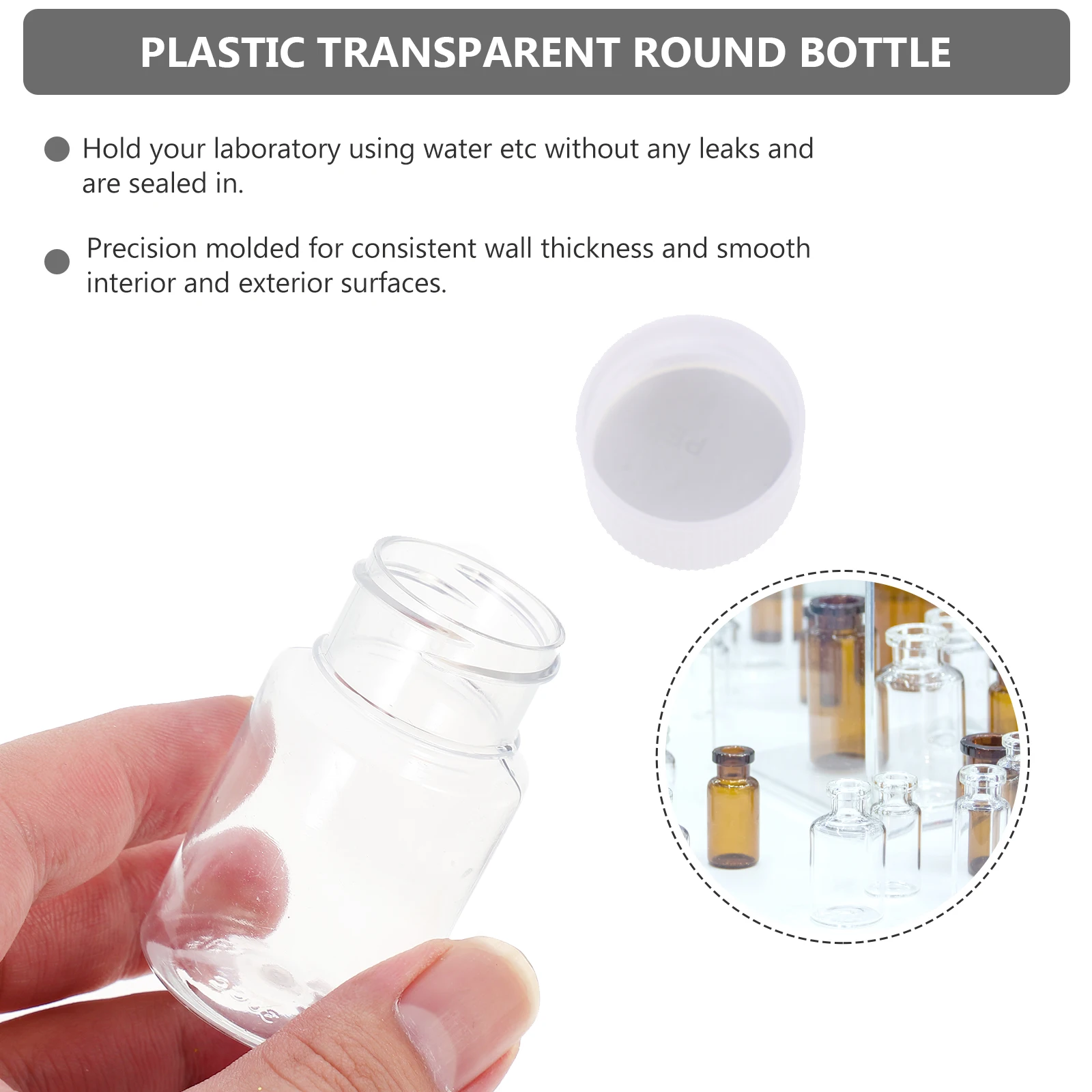 

35pcs Bottle Reagent Vial 20ml Wide Plastic Reagent Bottle Mouth Mini Vial Empty Sample Grade Material Smooth