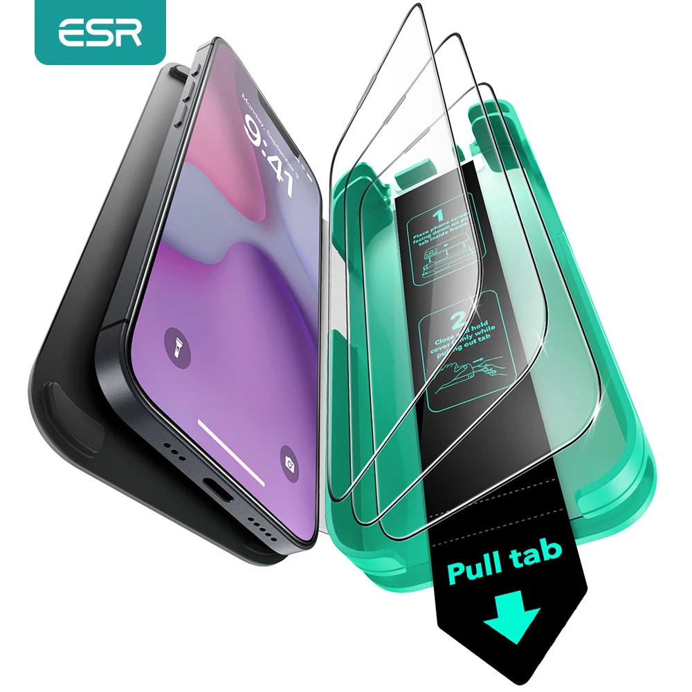 ESR 3 Pack iPhone SE4/14/13/13 Pro Tempered Glass Screen Protector for iphone 16e Armorite Film with Installation Tools