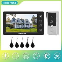 Indomita intercom,interphone maison video,visiophone filaire avec caméra,visiophone filaire, système d'interphone domestique, sonnette de rue avec caméra, panneau d'appel analogique RFID, déverrouillage, conversation,