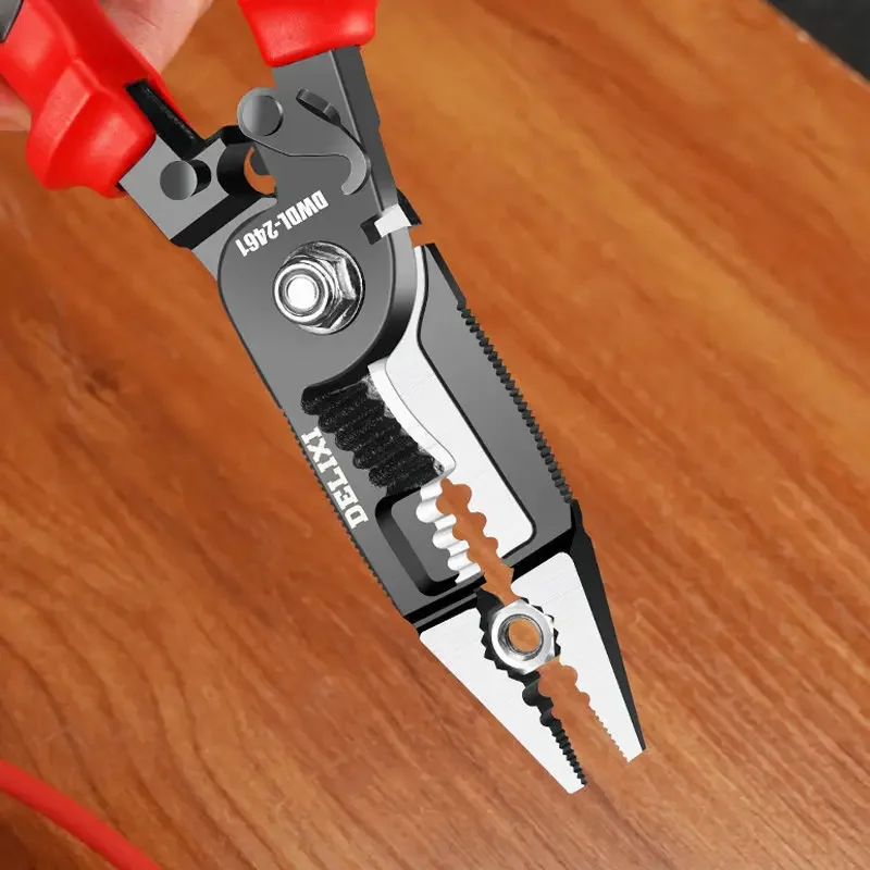 Nine in one multi-functional electrician wire stripper, needle nose wire pressing, wire water drawing artifact