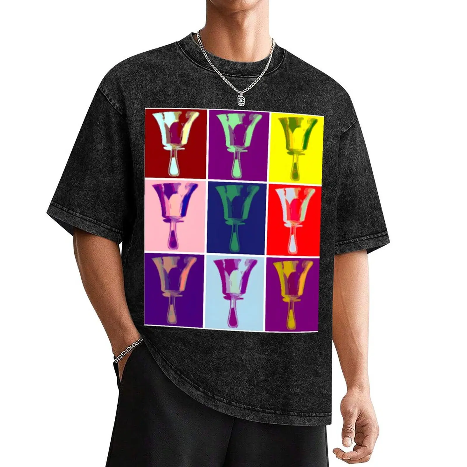 Pop Art Serial Handbell Grid T-Shirt quick-drying korean fashion man clothes mens t shirts casual stylish