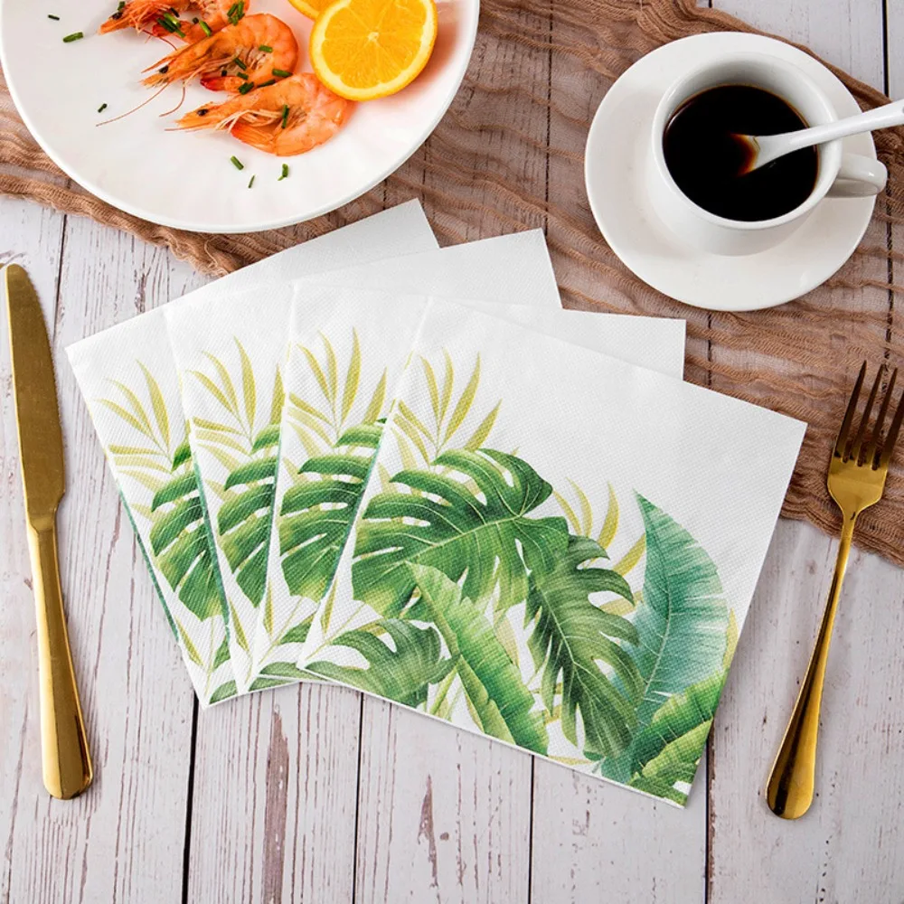 40PCS Disposable Flower Printed Paper Napkin Double Layer Good Water Absorption Paper Towels Square Soft Tissue Wedding