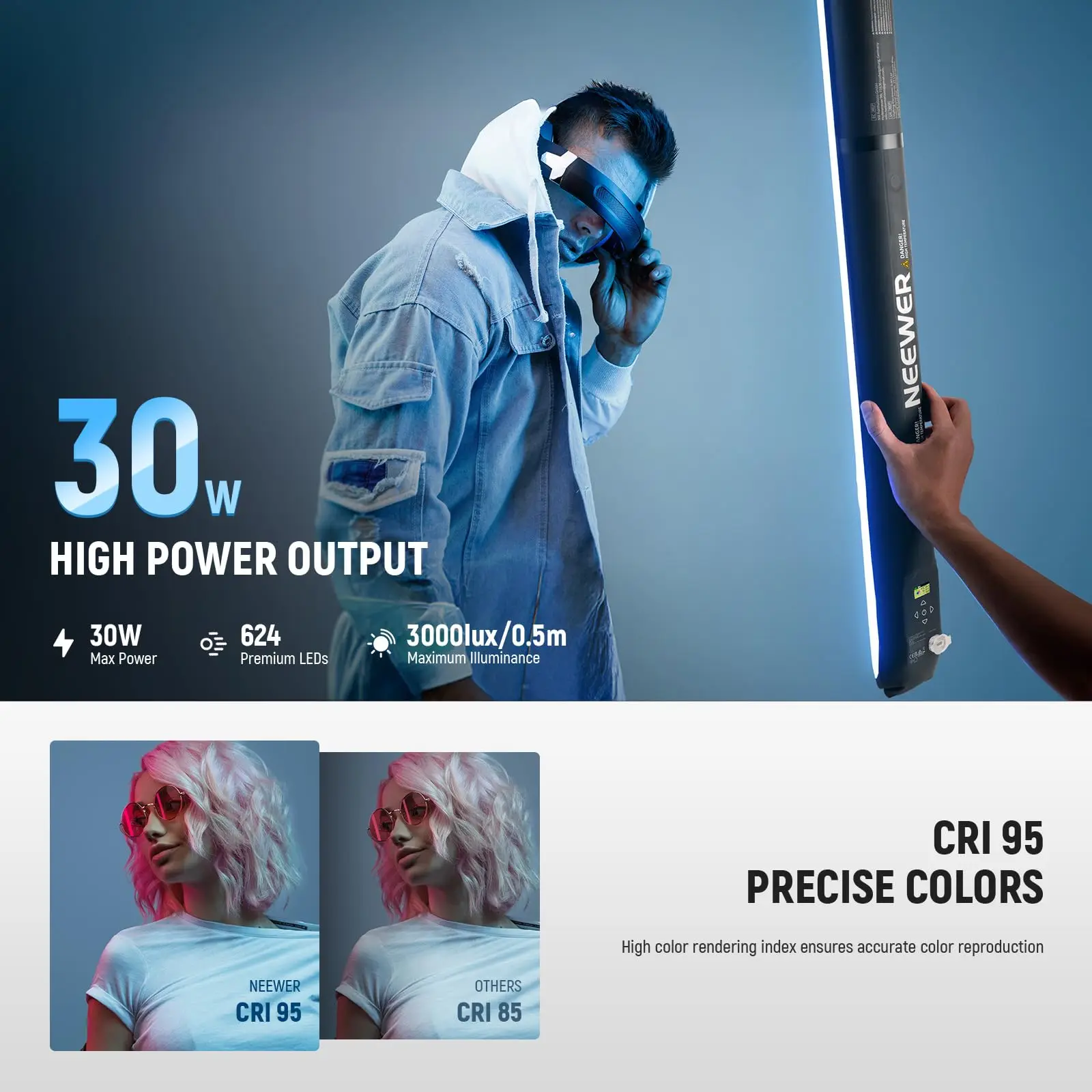 NEEWER Basics 21/30W Handheld RGB Tube Light 35.5