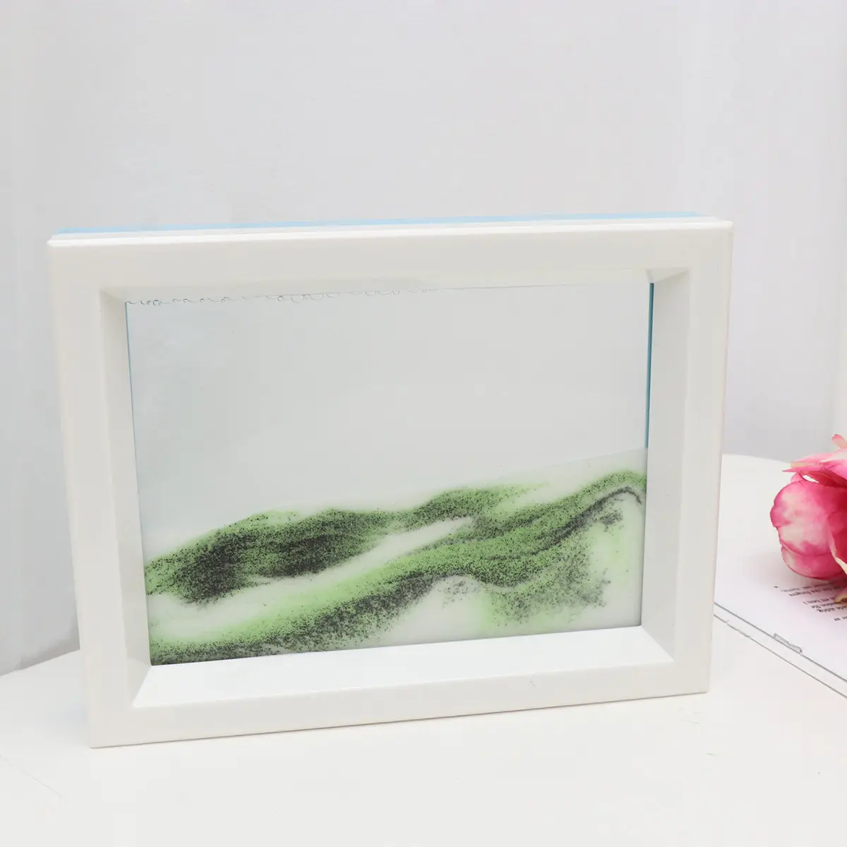 1pc 3D Quicksand Painting Decor For Home Office Desk Table Decoration Black White Green Sand Art Falling Simulation