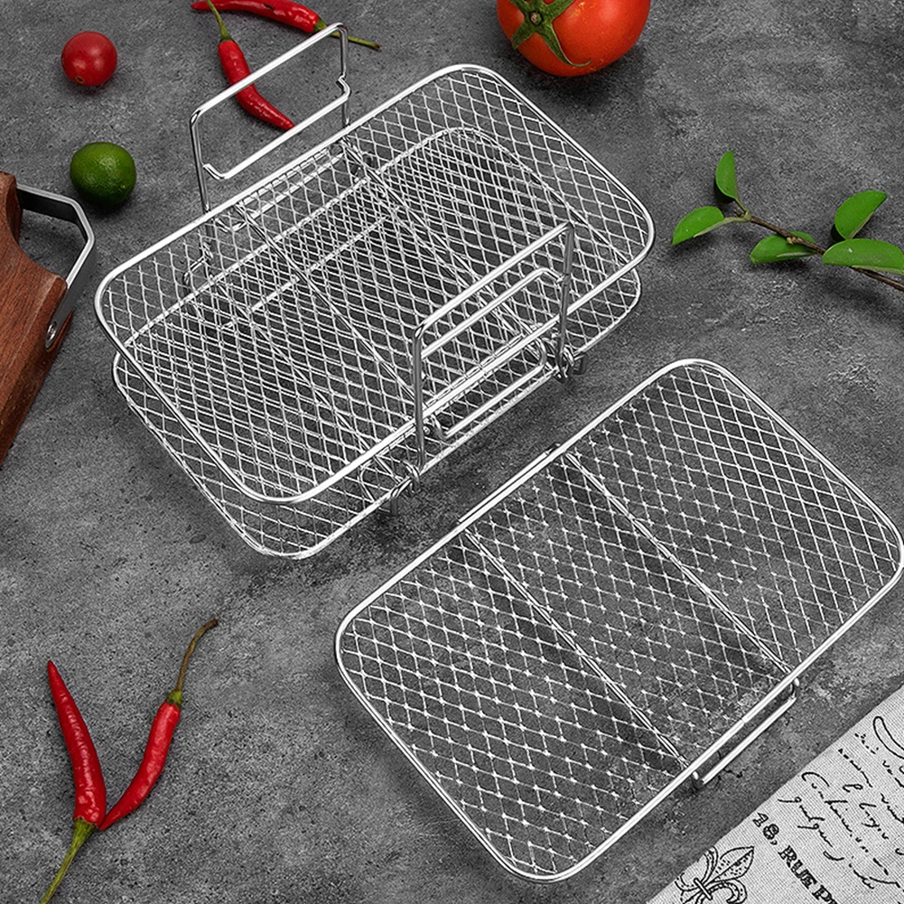 Air Fryer Rack Grilling Rack Stainless Steel 3 Layers Air Fryer Oven Grill Steamer Multifunctional Air Fryer Accessories