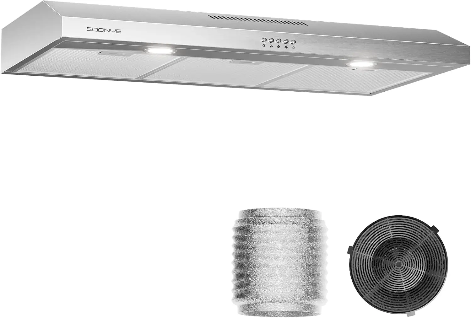 

Under Cabinet Range Hood 36 inch, 250 CFM Exhaust Fan with 3-Speed Control, Stainless Steel, 5-Layers Reusable Aluminum