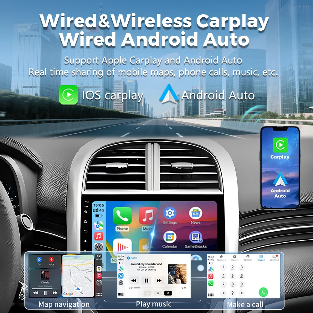 Android 16 Carplay Auto Car Radio Multimedia Player For Chevrolet Malibu 2012-2015 Autoradio DSP GPS Stereo WIFI 2din 16G-512G