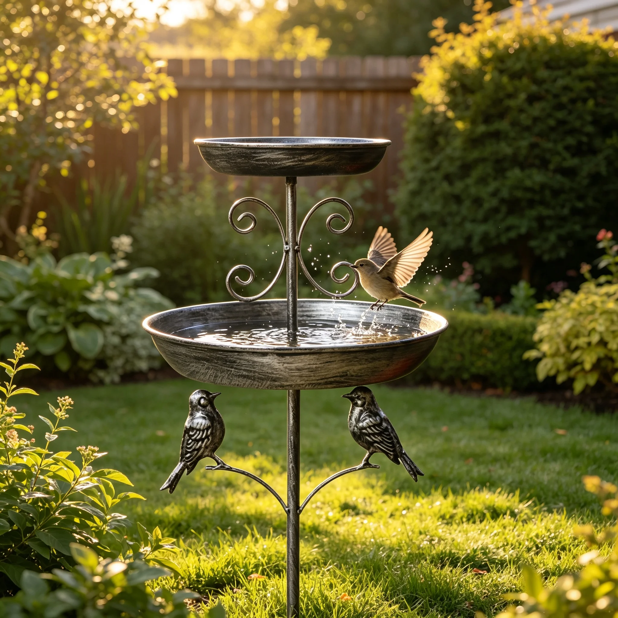 2 in 1 Bird Feeder and Bird Bath, Outdoor Backyard Garden Decoration, Bird Watching Gifts for Bird Lovers