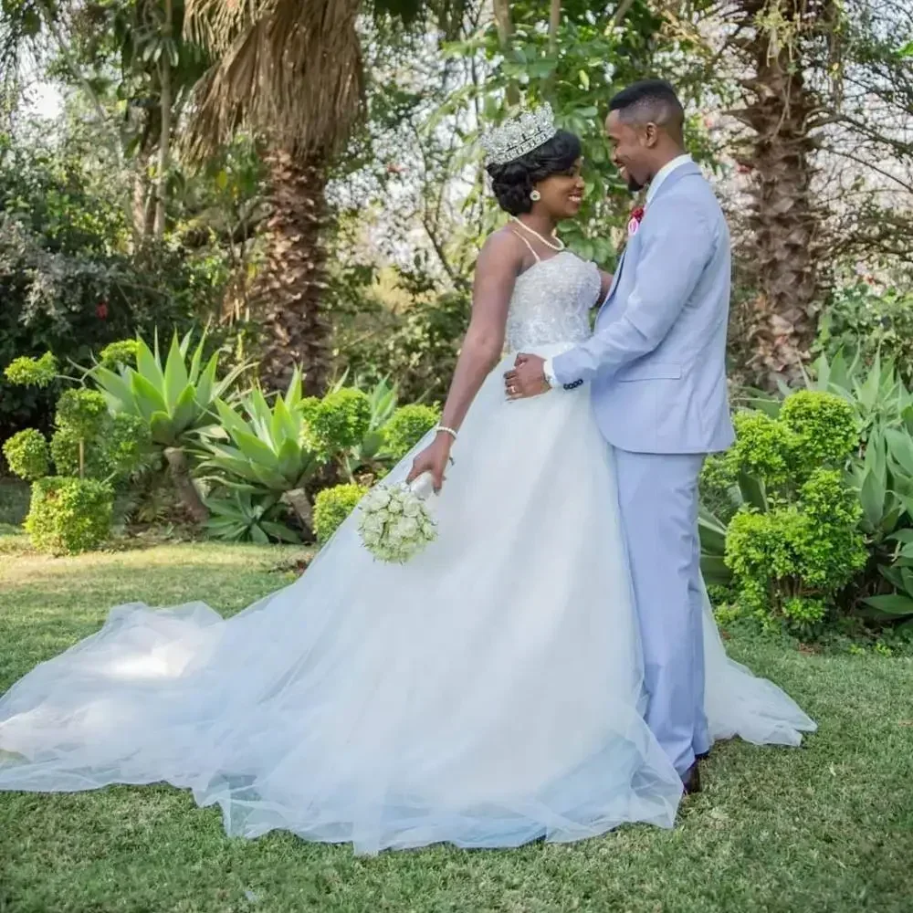 Customized Strapless Gown Sweetheart Design Bridal Vestido De Noiva Cheap African Wedding Dress 2023