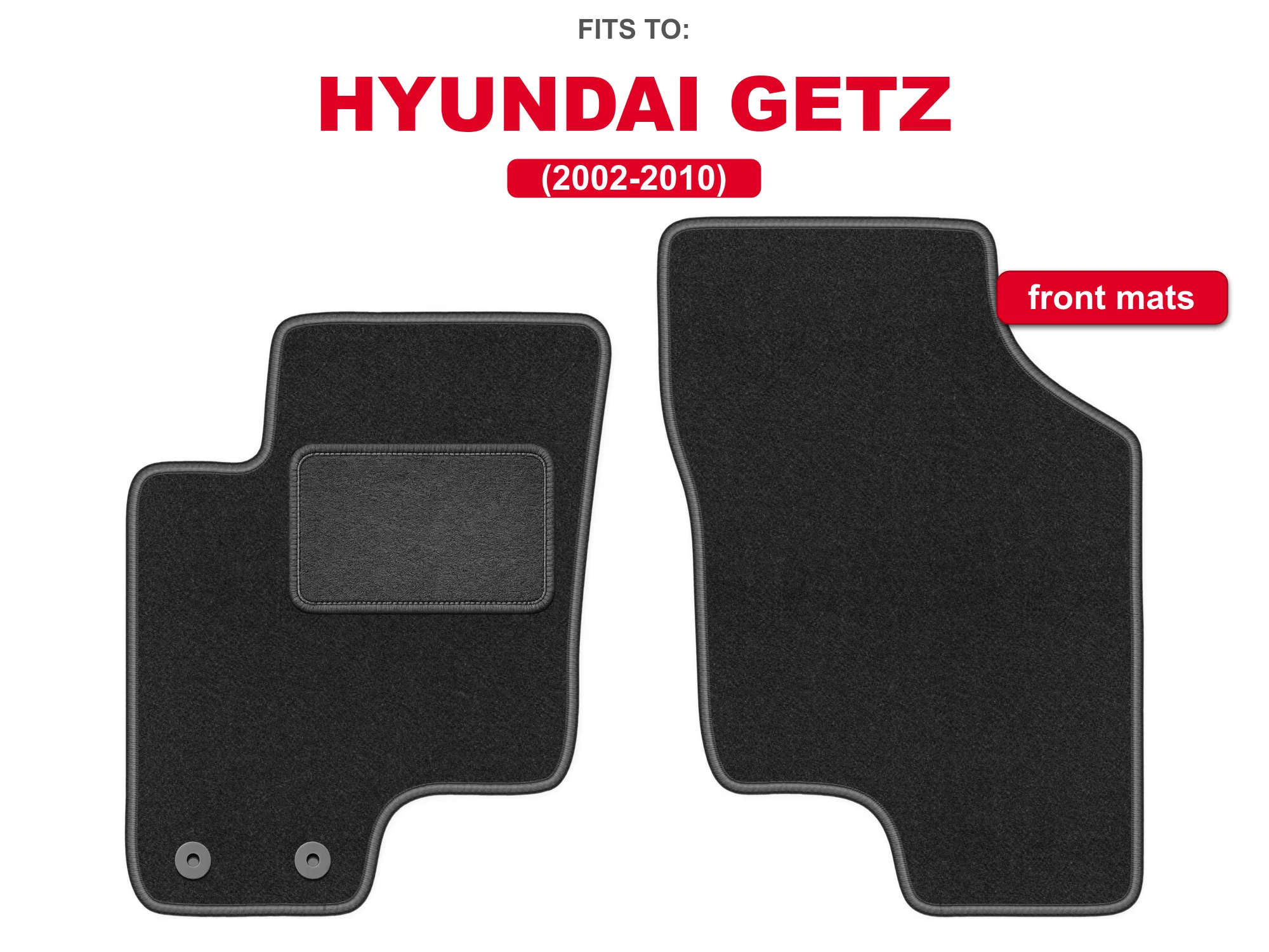 Velour voorste vloermatten voor: Hyundai Getz 2002-2010 hatchback grafiet set auto vloermatten voor de voertuigvloer