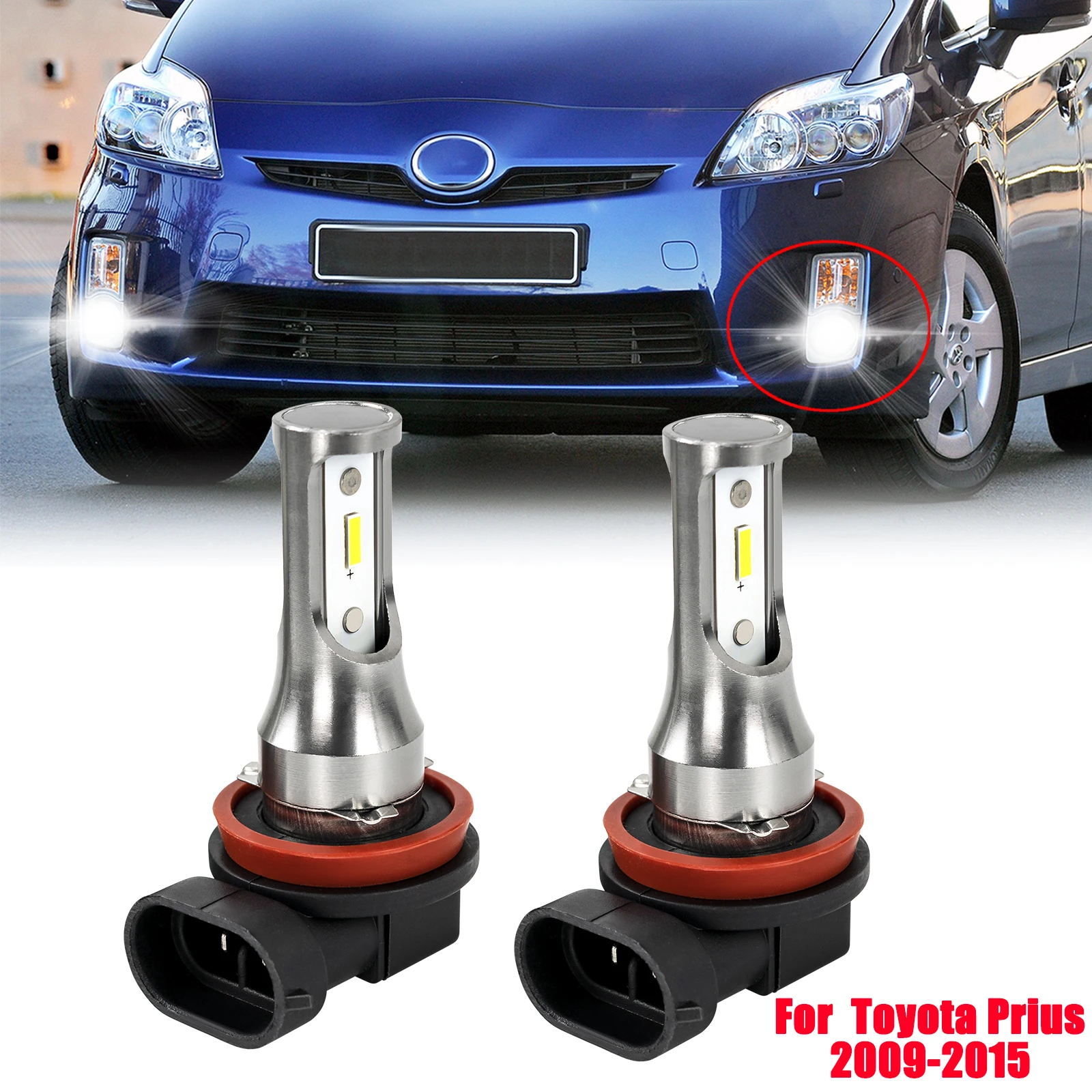 

For Toyota Prius 2009-2015 Auto Canbus Xenon White 1860SMD 12V Front Fog Lamp Headlight Upgrade Bulb H11 H8 H9 Brightness 2x