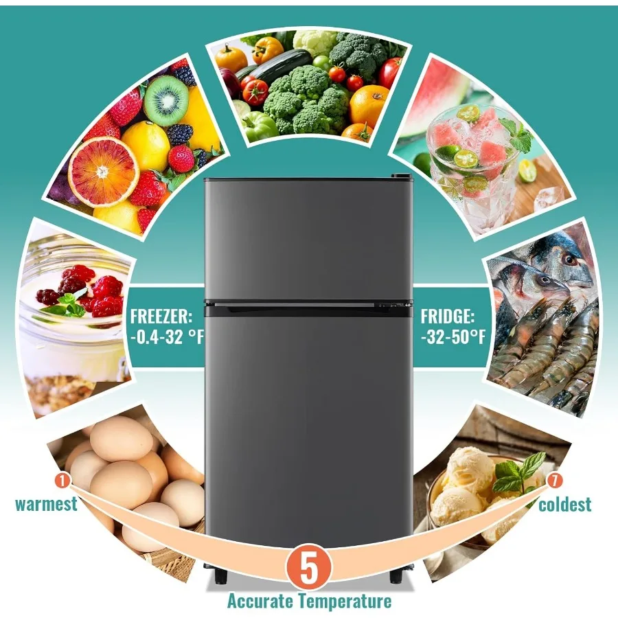 사무실, 기숙사, 아파트용 소형 냉장고 겸 냉동고, 에너지 효율적인 7단계 조절 기능 탑재