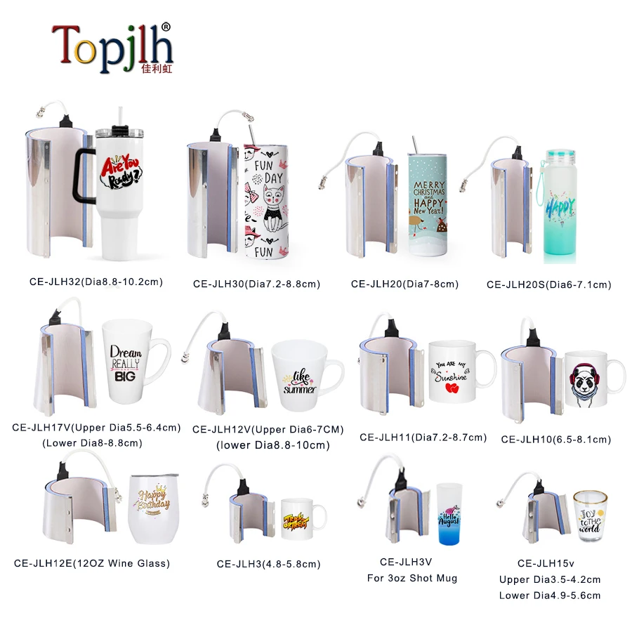 Topjlh HOT SALE Wholesale 11 in 1 Heat press machine 11oz 15oz 20oz 30oz tumbler mug combo sublimation for customized printing