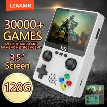 New X6 Retro Portable Console 128G 30000+ Games 3.5" Screen SFC GBC GBA 2000mAh Battery 640x480 Handle Connection Mini Arcade