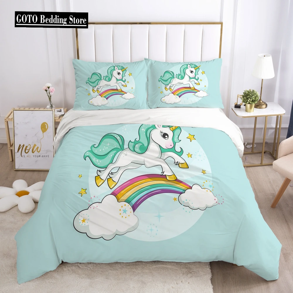 Animals, unicorns, pets,Cartoon Bedding Set Winter Comfortable Warm Duvet Cover set Pillowcase Kid Bedding Sets Bedsets 2021