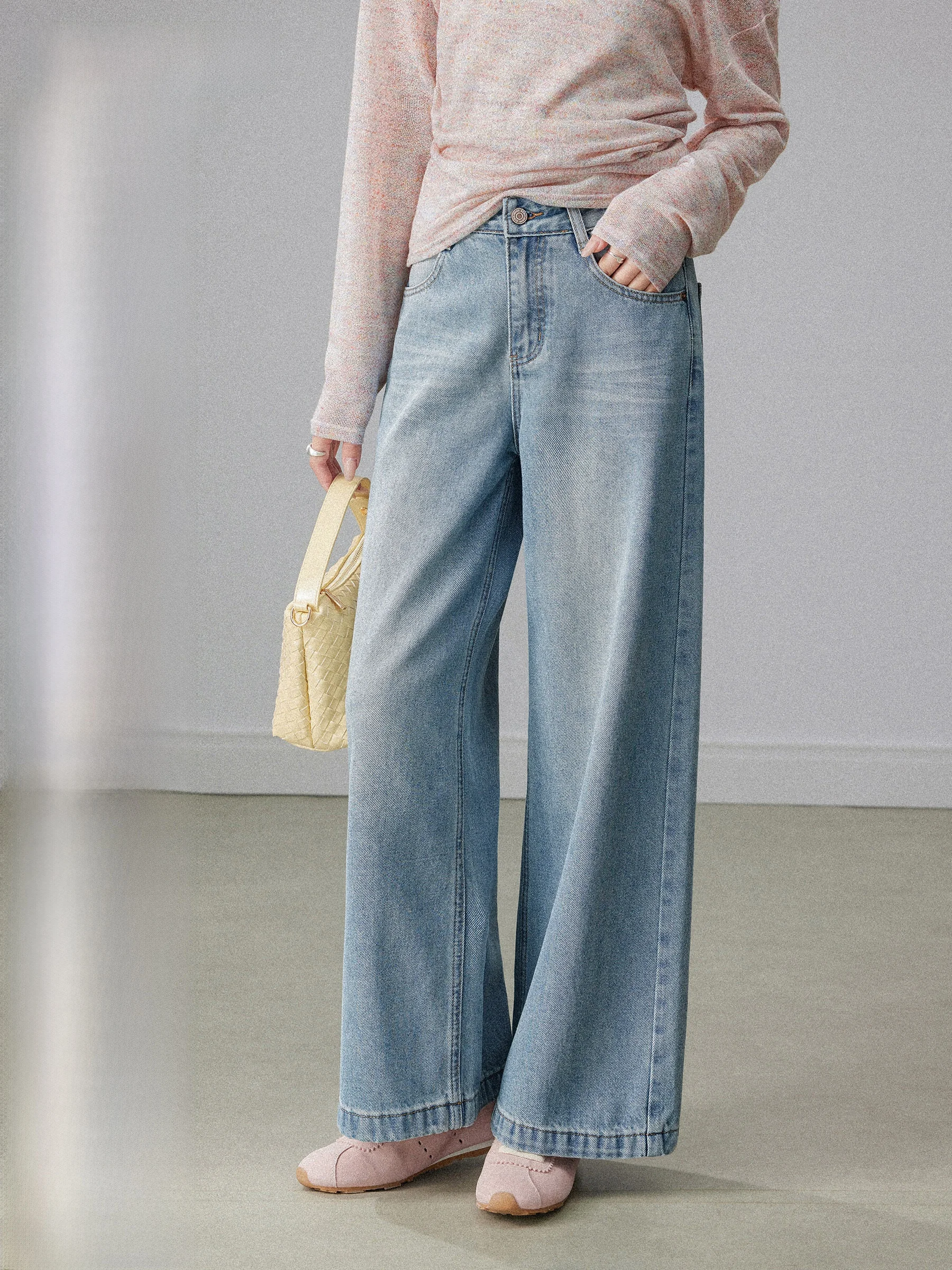 

Женские джинсы с высокой талией и широкими штанинами, синие, весна 2026, новые, свободные, прямые, из денима, в стиле ретро, универсальные, женские брюки