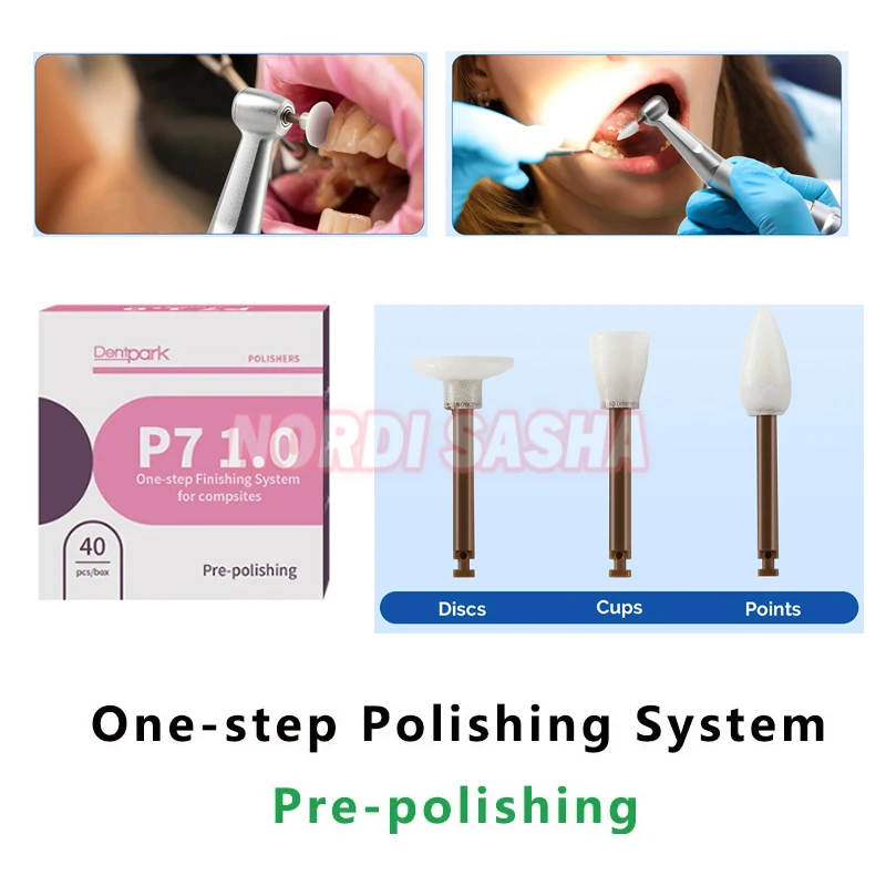 

40Pcs/Box Dental Composite Resin Polishing Cups Discs Points One-Step Enhance Finishing Grinding System RA Shank