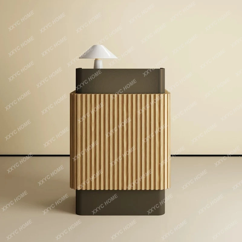 Simple and modern small bar counter Hotel sales department Welcome desk Stainless steel grille reception desk