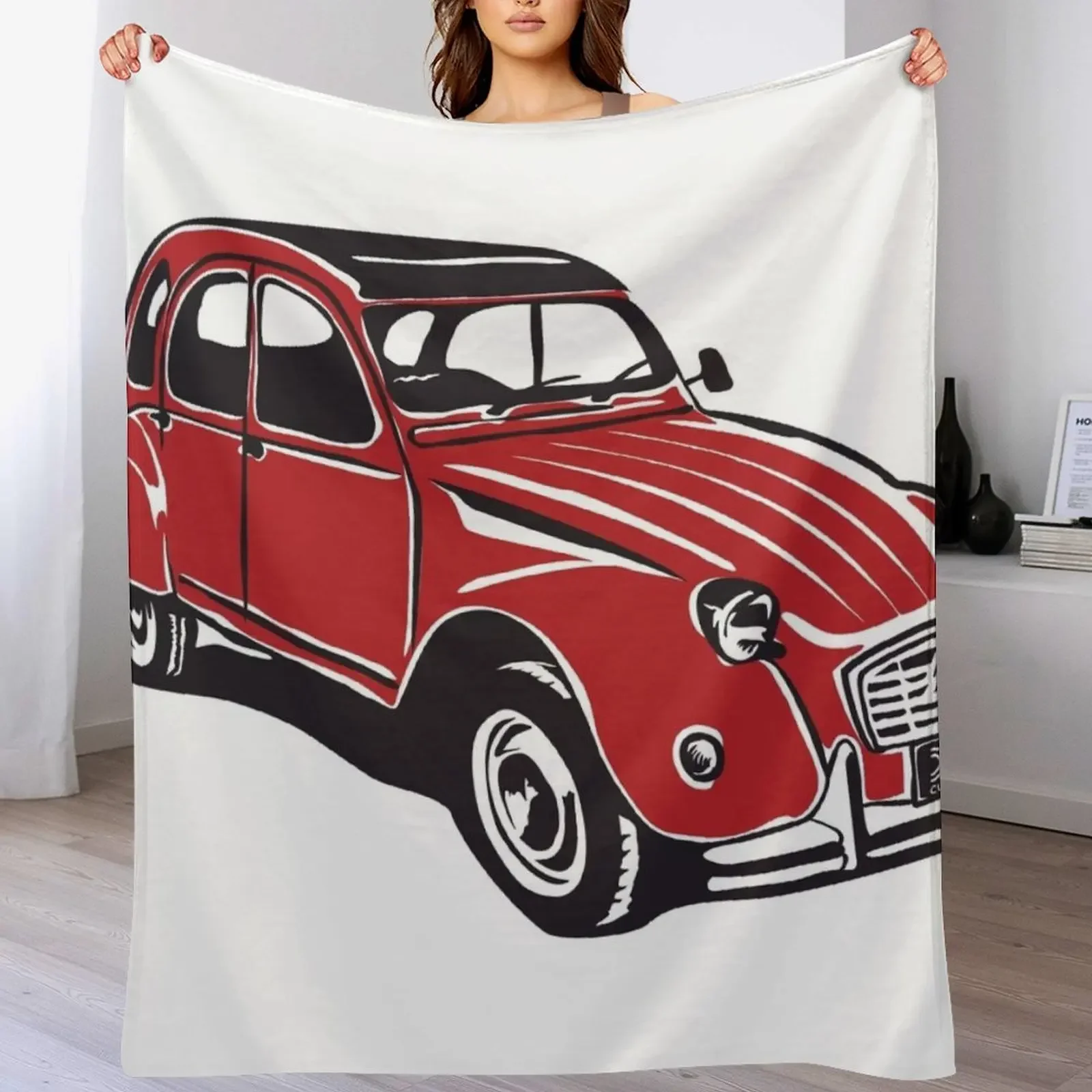 

2CV classic French car DRS Customs red Throw Blanket Softest For Baby Luxury Throw Blankets