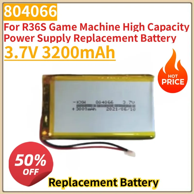 

High Quality New 3.7V 3200mAh 804066 Replacement Battery for R36S Game Machine High Capacity Power Supply Replacement Battery
