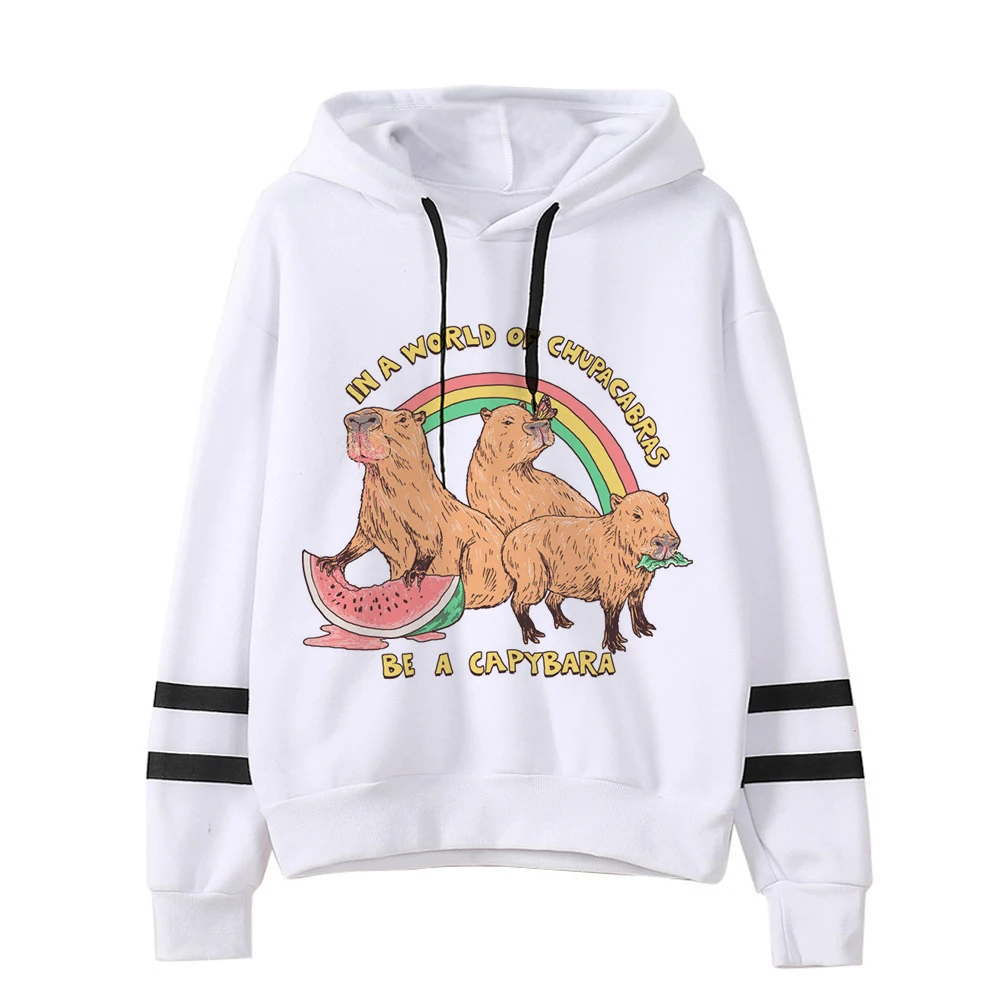 Women/men Capybara Kawaii Cartoon Sweatshirts Unisex Winter Warm Hoodies Capibara Harajuku Fashion Streetwear Hooded Female/male