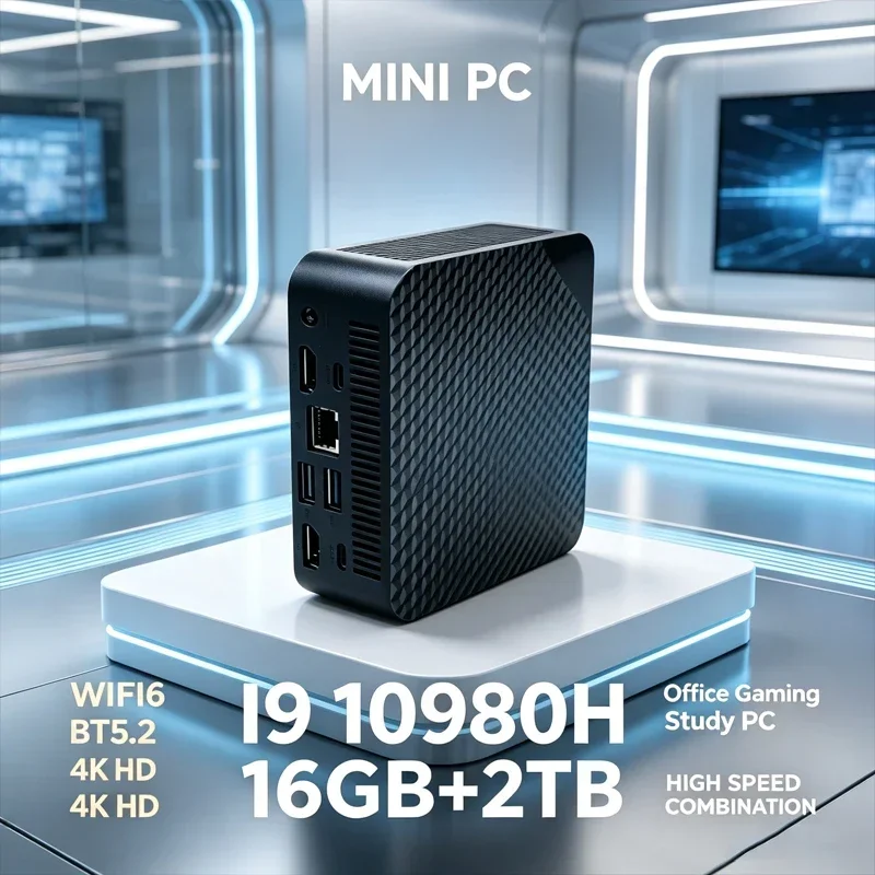 Intel i9 10980HK Mini Desktop PC 16GB+2TB Large Storage WIFI 6 Bluetooth High Speed Mini PC For Business & Entertainment