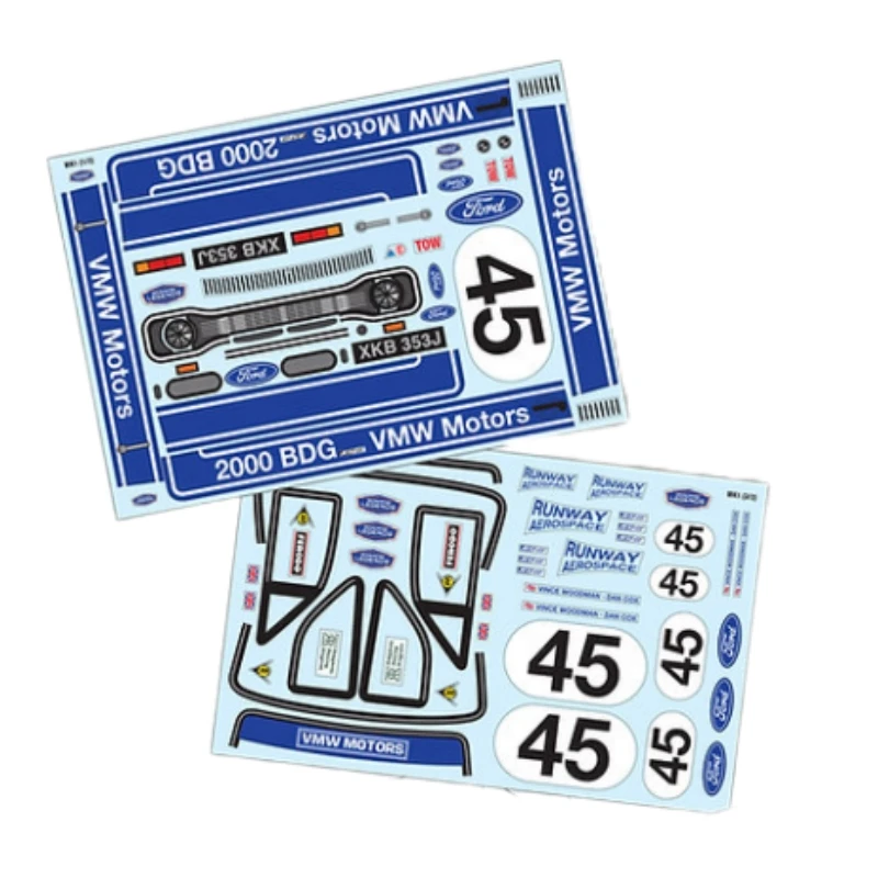 MK1 VMW Decal Sheet Body stickers set for On road car 1/10 Ford MK1 Clear lexan body shell