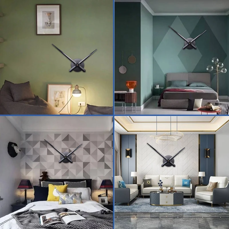 เข็มนาฬิกา 3 มิติ, ชุดกลไกนาฬิกาขนาดใหญ่ DIY, อะไหล่ตกแต่งผนัง, สีดำ-A09G