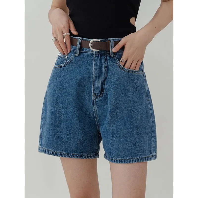 ZHISILAO Casual High Waist Denim Shorts Women Summer Pocket Basic Wide Leg A-line Jeans Shorts Femme Summer 2022