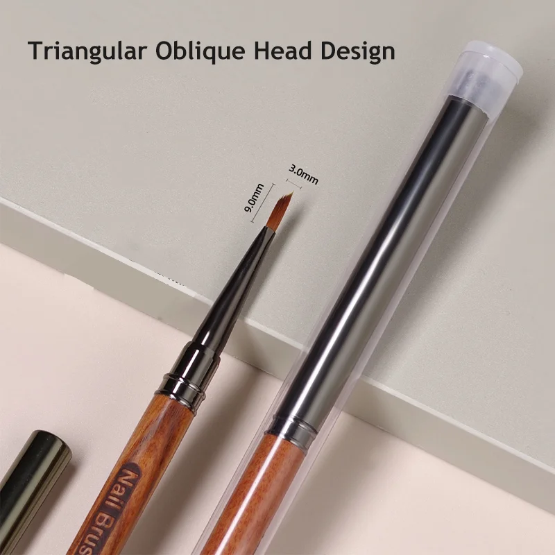 Manche en bois Triangulaire pétale Nail Art brosse 3D conseils modèle photothérapie acrylique brosse à ongles UV Gel bricolage dessin stylo manucure outil
