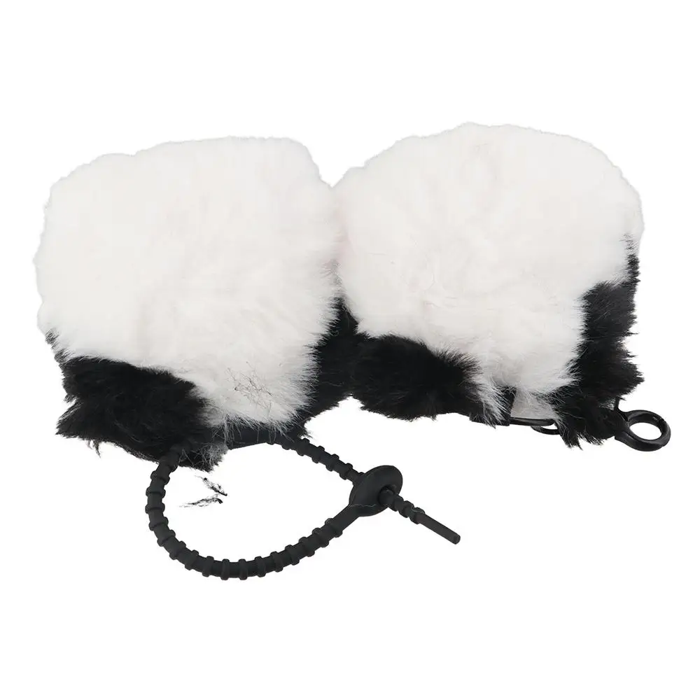 เลียนแบบ Mink Fur Panda ของเล่น Key แหวนน่ารักซิลิโคนหัวเข็มขัดตุ๊กตา Plush จี้กระเป๋าเครื่องประดับผ้าฝ้ายพวงกุญแจสัตว์เด็ก