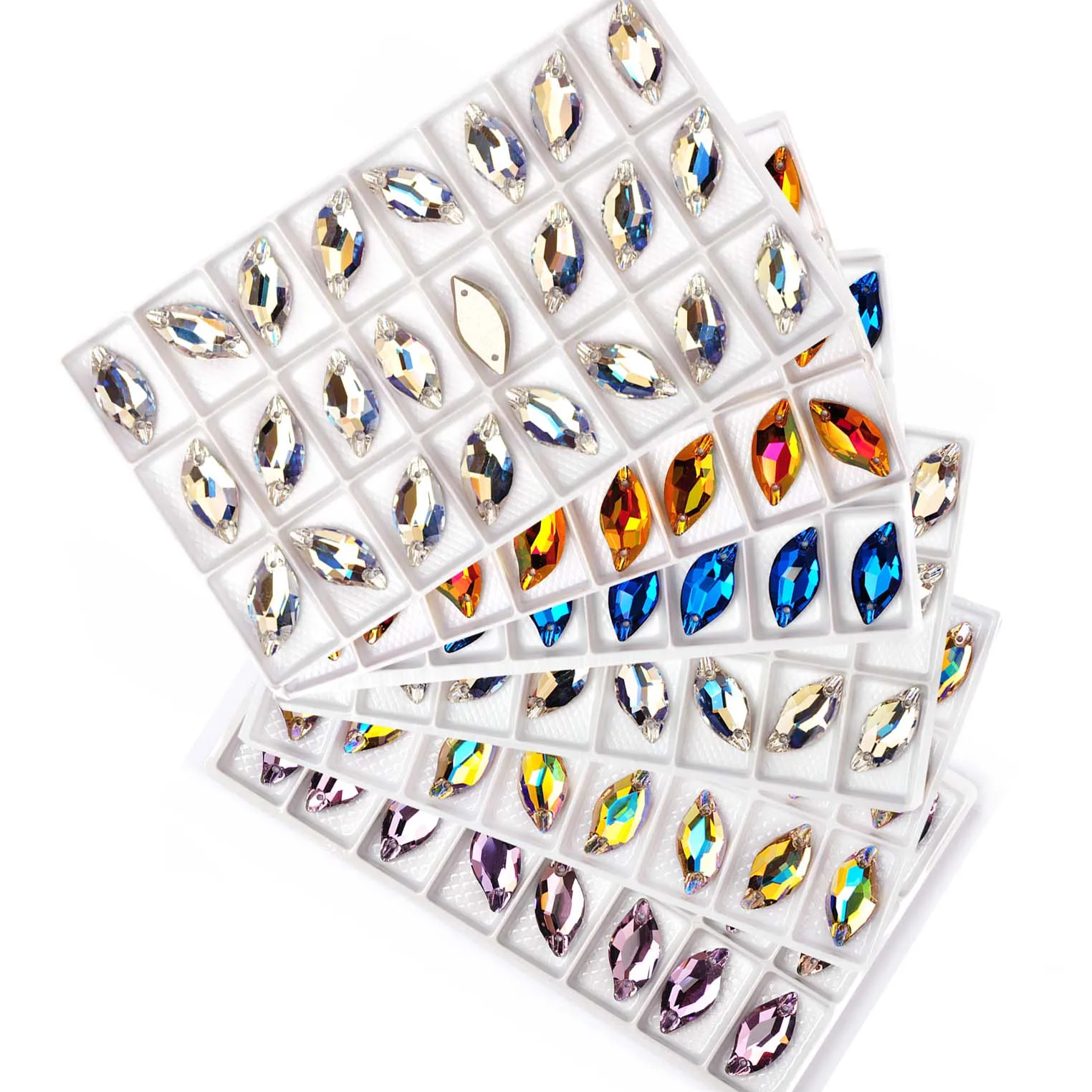 أحجار الراين على شكل ورقة شجر Pubrilex SW كريستال مسطح مع حواف مشطوفة خياطة على الماس للمجوهرات والملابس #2