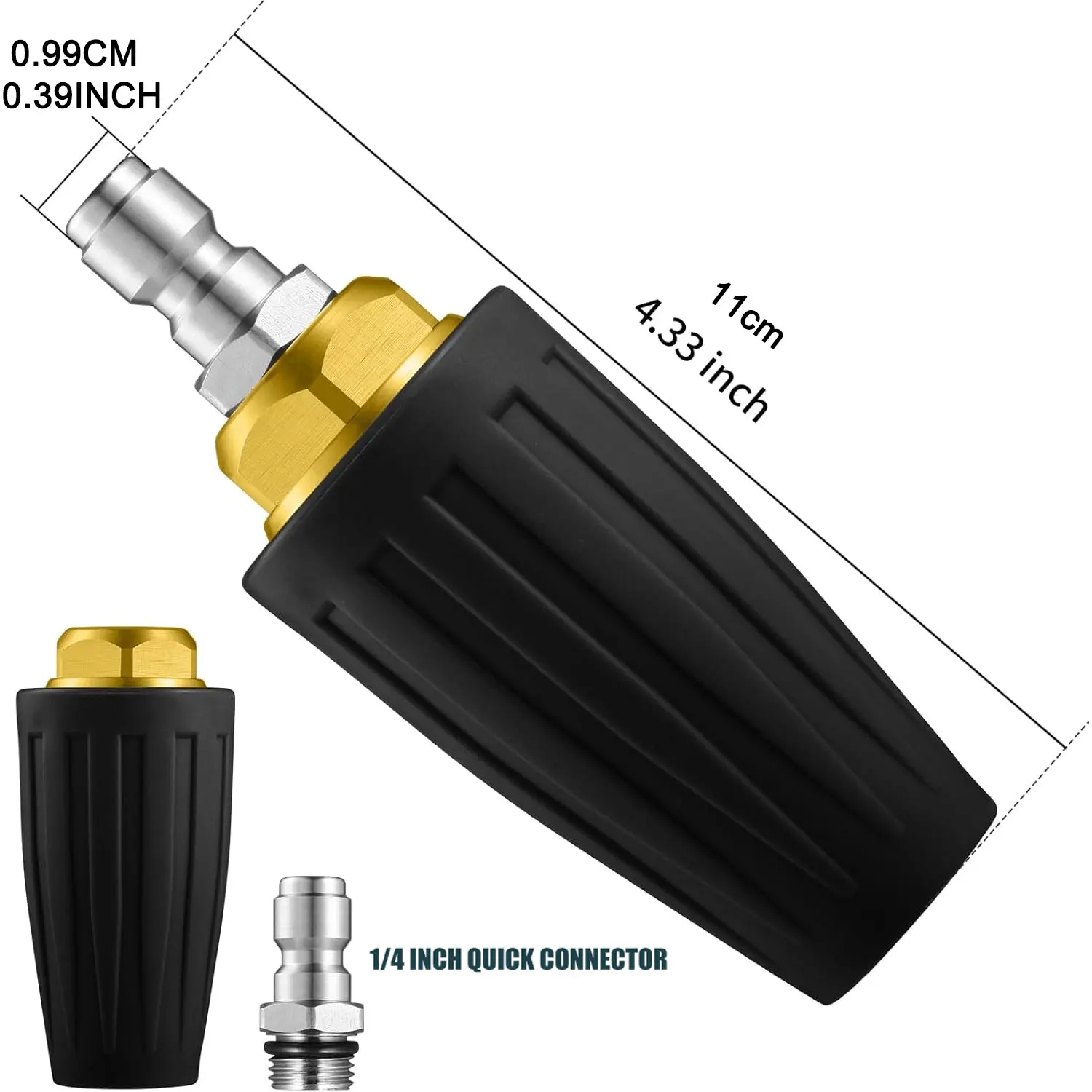 Turbo Nozzle for Pressure Washer 360° Rotating with 1/4