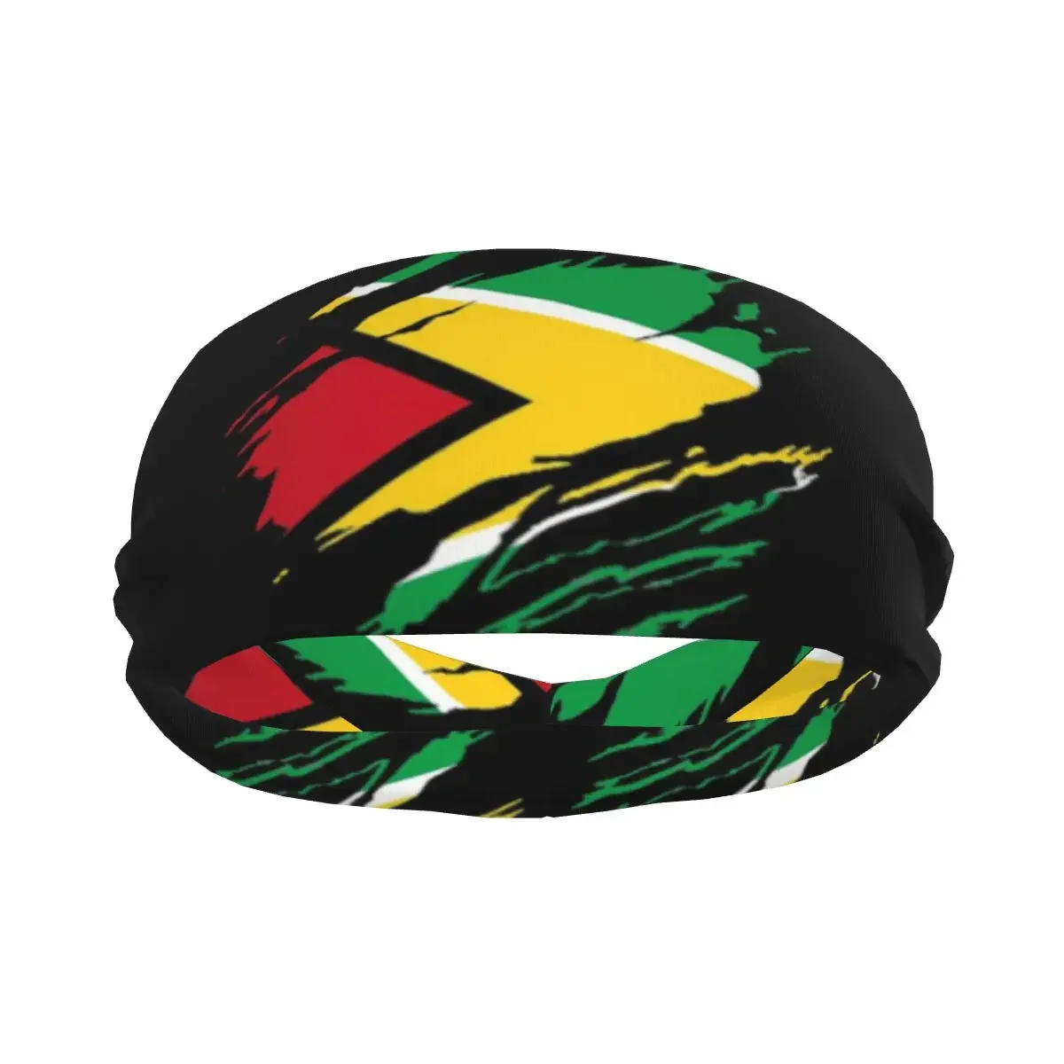 Sports Headband Portable Hair Band Abstract Guyana Flag Hair Wrap Brace Cycling Running Exercising Sweatband