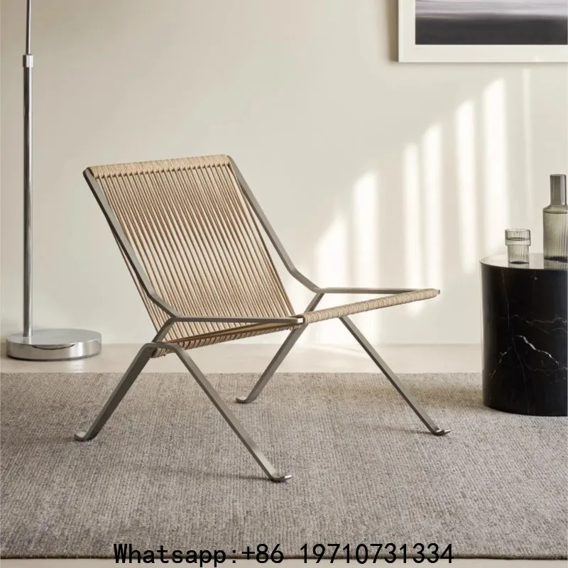 

Bauhaus Minimalist Single Lounge Chair, Rope Sofa & Woven Reception Chair for Living Room, Hotel or Outdoor Use