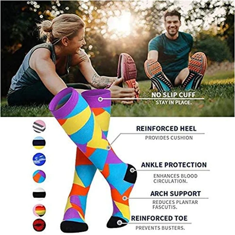 4 Pairs of Compression Socks Men Women Medical Varicose Veins Nursing Socks For Outdoor Running Pregnant Sports Socks