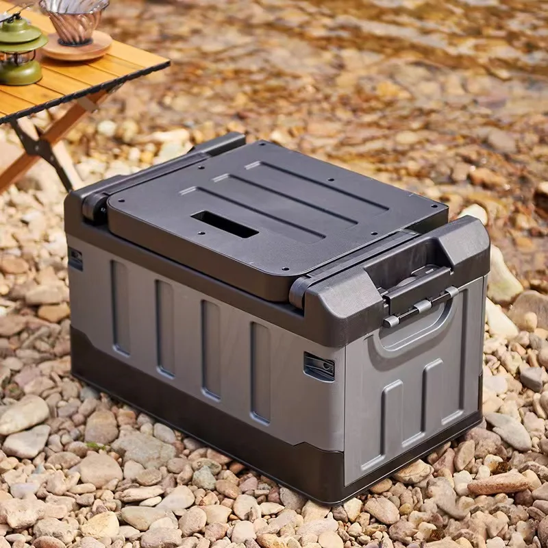 60L Outdoor Storage Box Foldable Storage Box Car Camping Accessories Car Supplies Thickened Storage Box