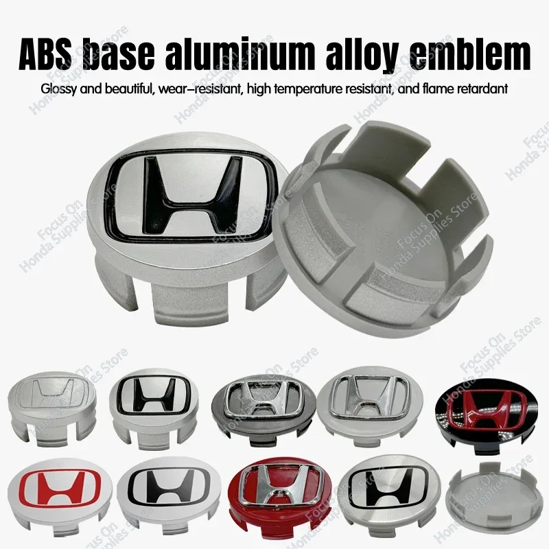 4 peças 58/62/69mm Tampa Central de Roda Automotiva à Prova de Poeira com Emblema para Honda Accord CRV XRV Civic Odysse Fit City