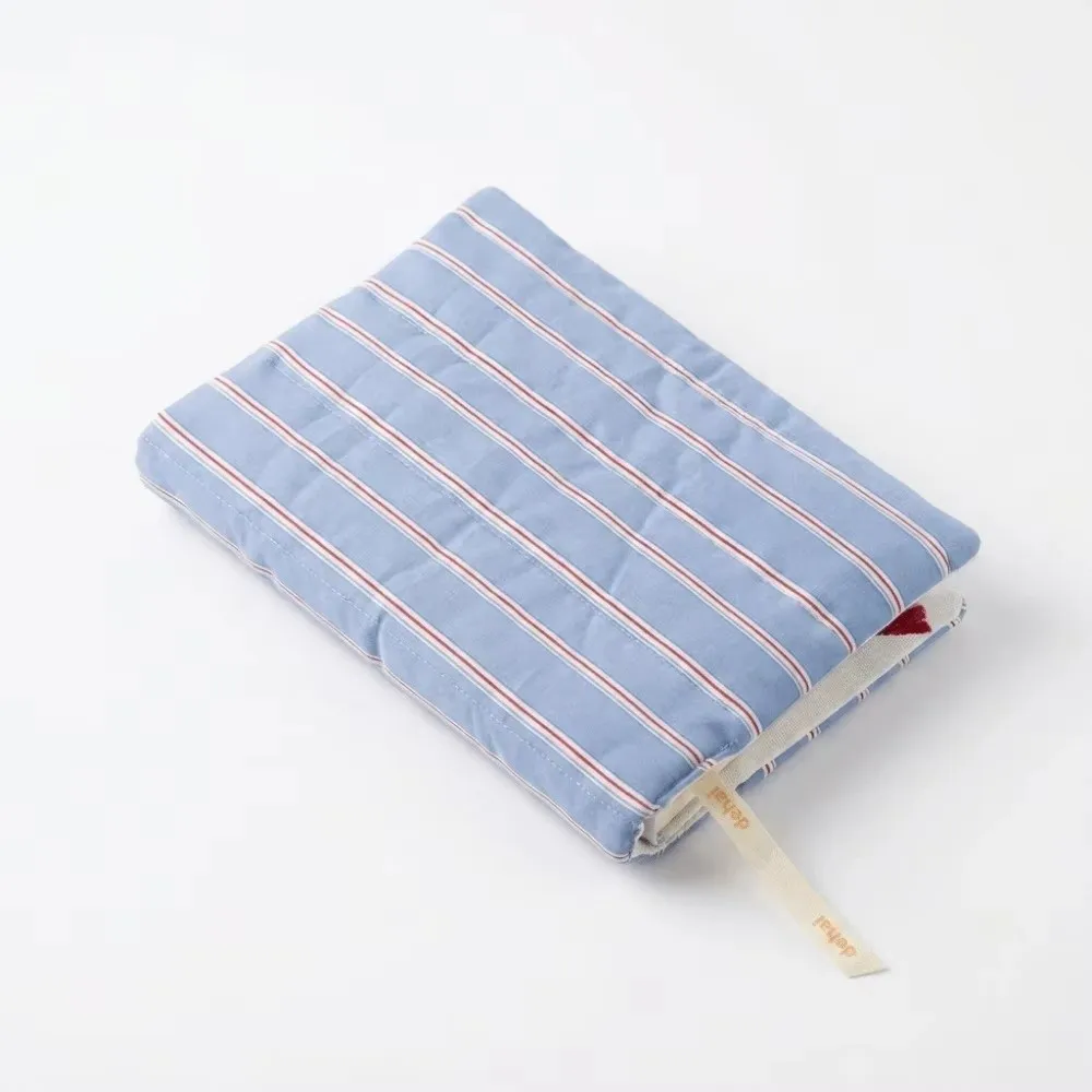 Quilted Fabric Book Cover Dopamine Polka Dot Pattern Book Protector Stripe Floral Design Washable Book Sleeve for Sketchbooks