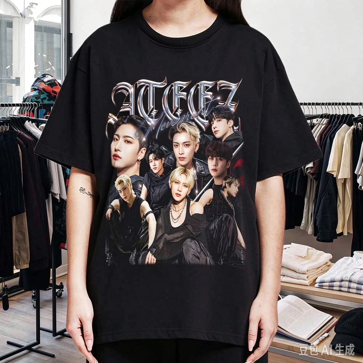 2026 ATEEZ Eight Makes One Retro Group Photo Front Back Print T-Shirt Unisex Kpop Fan Cotton Short Sleeve Tee Y2k