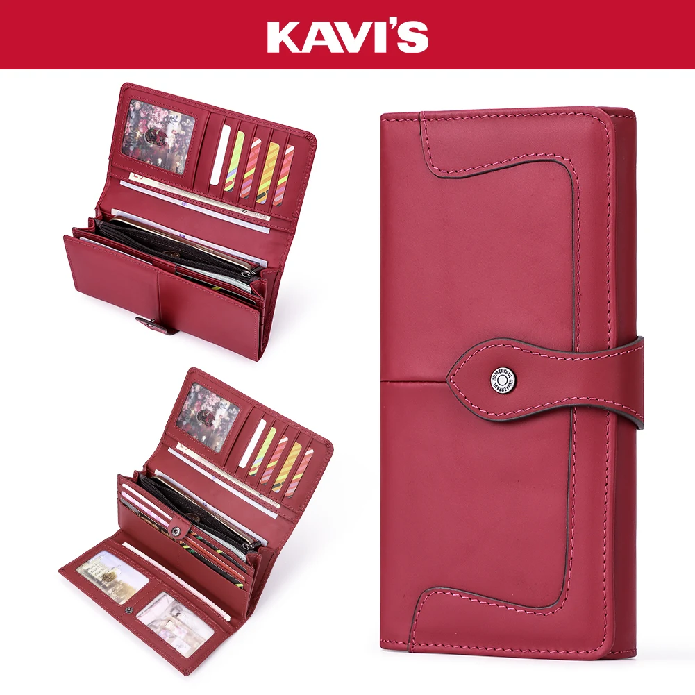 Fashionable Women's Long Wallet Large Capacity Clutch Phone Bag Genuine Leather Multi Card Slots Carrying Bags Purses Ladies