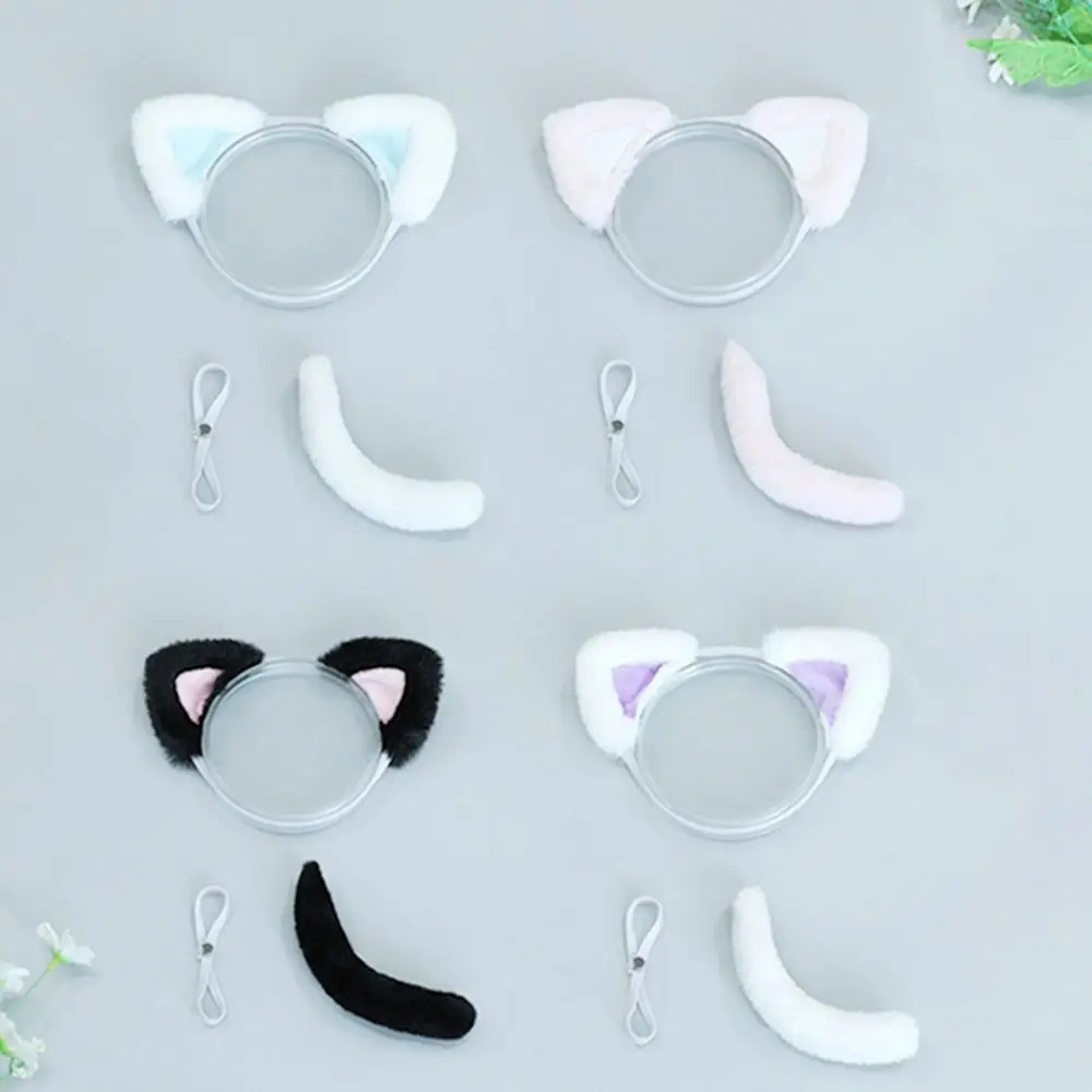 Diadema de felpa con orejas de gato – Decoración de cabello para muñecas