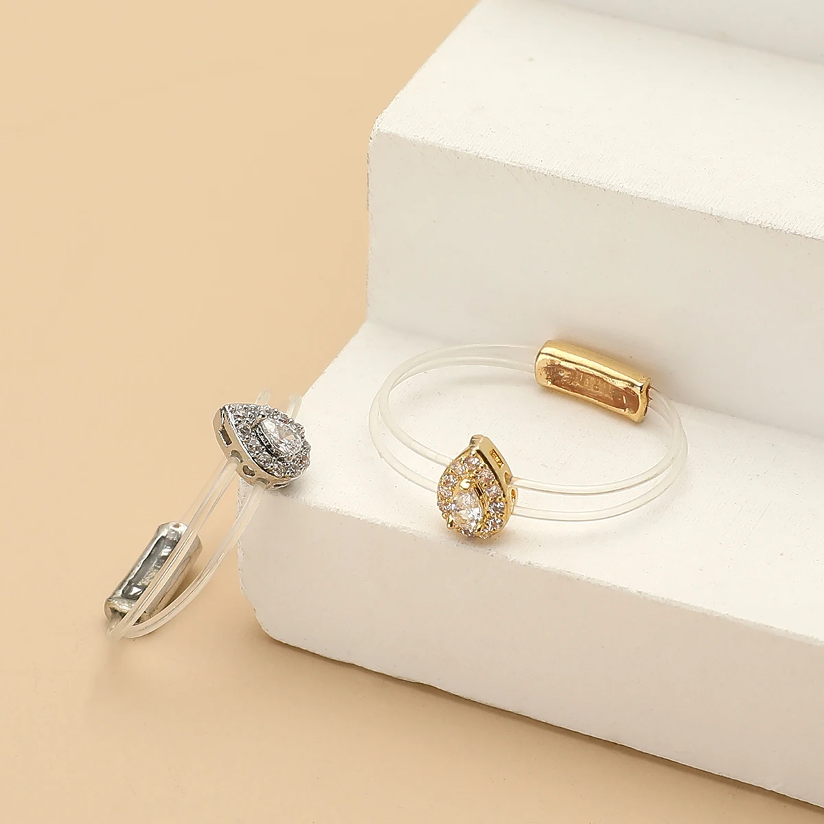 2024 New Women\'s Ring Classic Fashion Water Drop shaped Transparent Thread Invisible Ring Party Festival Women\'s Jewelry