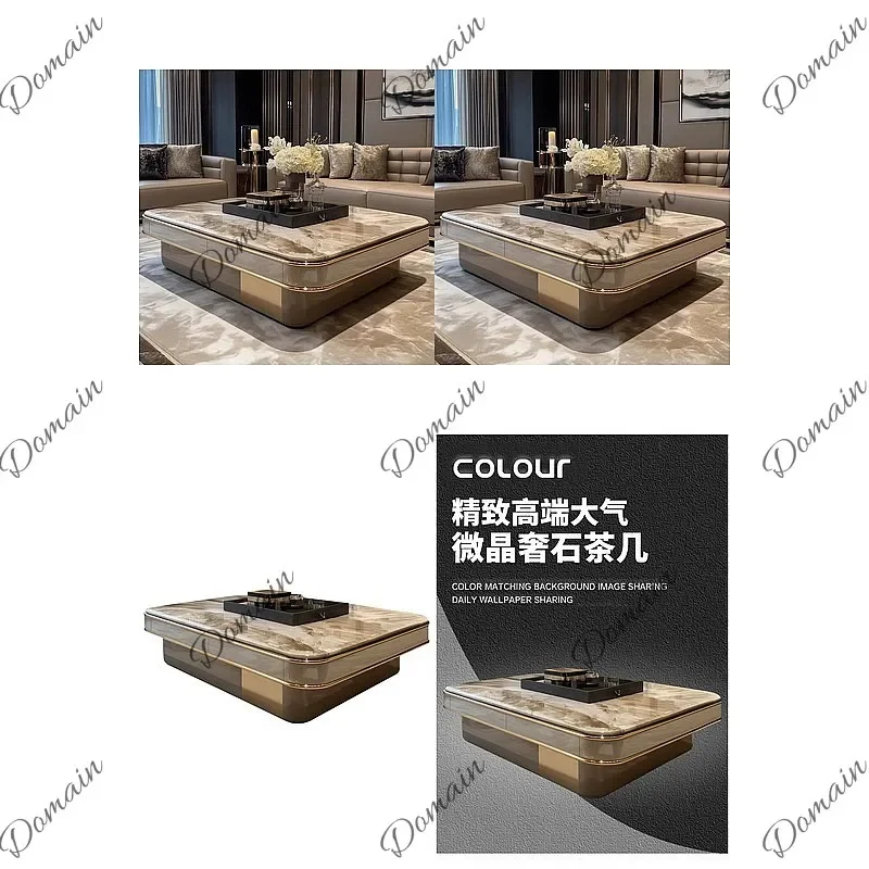 BJ Luxury Large Coffee Table 1.6m For Living Room Microcrystalline Stone Top Solid Wood Designer High-End Tea Table