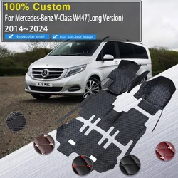 Car Floor Mats For Mercedes-Benz V-Class Viano W447 2014~2024 Long Version Waterproof Pads Foot Carpet Auto Interior Accessories