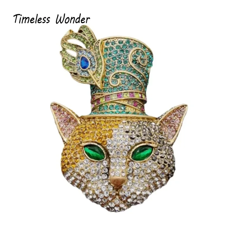 

Timeless Wonder Fancy Zircon Geo Cat Brooch Pins for Women Designer Jewelry Runway Rare Luxury Gift Top Rare Cute Sweet 5648